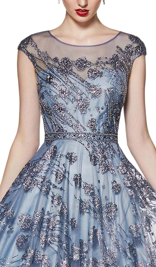 Cinderella Divine - CR830 Glitter Floral Illusion Scoop Ballgown 5 Cinderella Divine - CR830 Glitter Floral Illusion Scoop Ballgown