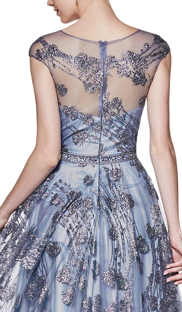 Cinderella Divine - CR830 Glitter Floral Illusion Scoop Ballgown 6 Cinderella Divine - CR830 Glitter Floral Illusion Scoop Ballgown