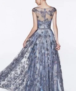 Cinderella Divine - CR830 Glitter Floral Illusion Scoop Ballgown 9 Cinderella Divine - CR830 Glitter Floral Illusion Scoop Ballgown
