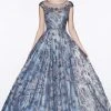 Cinderella Divine - CR830 Glitter Floral Illusion Scoop Ballgown 2 Cinderella Divine - CR830 Glitter Floral Illusion Scoop Ballgown