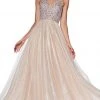 Cinderella Divine - CR835 Beaded Sleeveless Top Metallic Organza Gown Formal Gowns