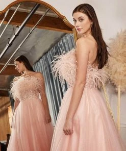 Cinderella Divine CR864 - Strapless Feathery Long Gown Formal Gowns 7 Cinderella Divine CR864 - Strapless Feathery Long Gown Formal Gowns