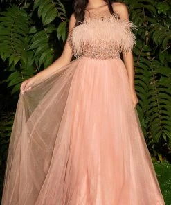 Cinderella Divine CR864 - Strapless Feathery Long Gown Formal Gowns 8 Cinderella Divine CR864 - Strapless Feathery Long Gown Formal Gowns