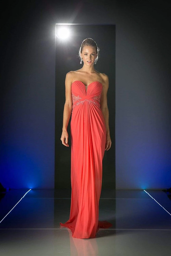 Cinderella Divine - Crisscrossed Strapless Applique Ornate Long Gown 4 Cinderella Divine - Crisscrossed Strapless Applique Ornate Long Gown