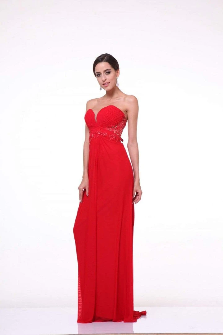 Cinderella Divine - Crisscrossed Strapless Applique Ornate Long Gown 6 Cinderella Divine - Crisscrossed Strapless Applique Ornate Long Gown