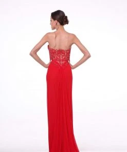 Cinderella Divine - Crisscrossed Strapless Applique Ornate Long Gown 13 Cinderella Divine - Crisscrossed Strapless Applique Ornate Long Gown