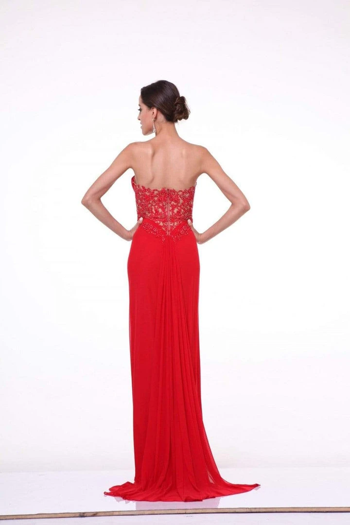 Cinderella Divine - Crisscrossed Strapless Applique Ornate Long Gown 7 Cinderella Divine - Crisscrossed Strapless Applique Ornate Long Gown