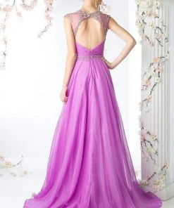 Formal Gowns Cinderella Divine - Crystal Embellished Ruched Evening Gown
