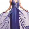 Cinderella Divine - Crystal Embellished Ruched High Neck Evening Dress Formal Gowns