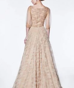 Formal Gowns Cinderella Divine - CS023 Beaded Bateau A-Line Evening Dress