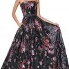 Formal Gowns Cinderella Divine - CS031 Strapless Floral Evening Gown