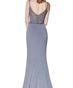 Cinderella Divine - CS035 Beaded Evening Dress With Slit 5 Cinderella Divine - CS035 Beaded Evening Dress With Slit