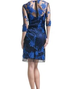 Cinderella Divine - 1969 Elbow Sleeves Sheer Lace Cocktail Dress