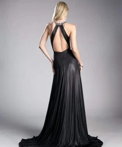 Formal Gowns Cinderella Divine - Embellished Halter Neck Dress With Train