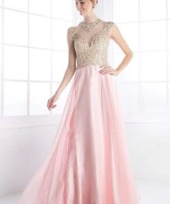 Formal Gowns Cinderella Divine - Embellished Illusion Jewel Neck A-line Gown 10 Formal Gowns Cinderella Divine - Embellished Illusion Jewel Neck A-line Gown