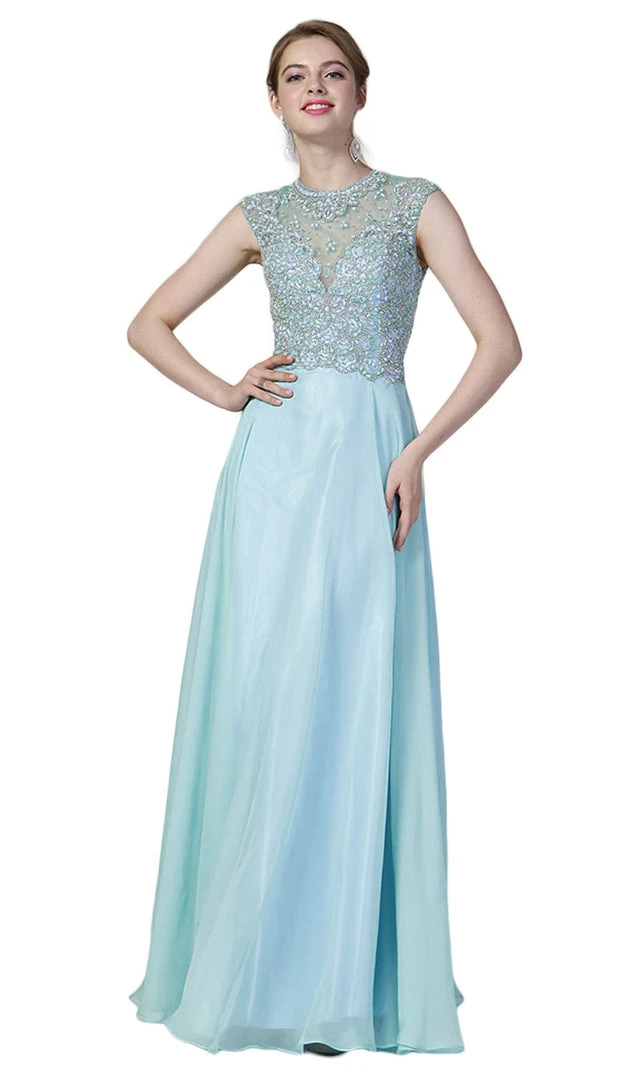 Formal Gowns Cinderella Divine - Embellished Illusion Jewel Neck A-line Gown 4 Formal Gowns Cinderella Divine - Embellished Illusion Jewel Neck A-line Gown
