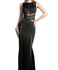 Cinderella Divine - Embellished Jewel Neck Sheath Dress