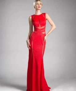 Cinderella Divine - Embellished Jewel Neck Sheath Dress