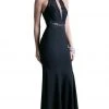 Formal Gowns Cinderella Divine - CF102 Embellished Lace Halter Fitted Dress