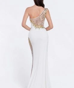 Cinderella Divine - Embellished One Shoulder Fitted Evening Dress Formal Gowns