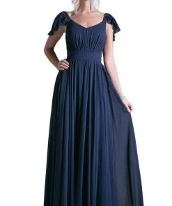 Formal Gowns Cinderella Divine - Embellished Ruched Wide V-neck A-line Dress 15 Formal Gowns Cinderella Divine - Embellished Ruched Wide V-neck A-line Dress