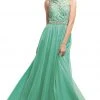 Cinderella Divine - 7952 Embroidered High Neck Chiffon Dress Formal Gowns