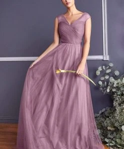 Formal Gowns Cinderella Divine - ET320 Sleeveless Pleated Top A-Line Gown