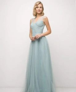 Formal Gowns Cinderella Divine - ET320 Sleeveless Pleated Top A-Line Gown 46 Formal Gowns Cinderella Divine - ET320 Sleeveless Pleated Top A-Line Gown