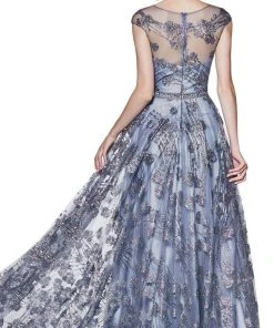 Cinderella Divine - Glitter Floral Illusion Scoop Ballgown CR830 - 1 Pc Rose Gold In Size S Available