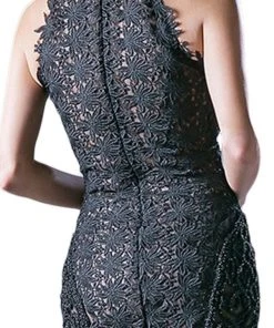 Cinderella Divine - 496 High Halter Neck Sheer Embellished Evening Gown