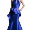 Cinderella Divine - High Neck Peplum Mermaid Evening Gown 1 Cinderella Divine - High Neck Peplum Mermaid Evening Gown