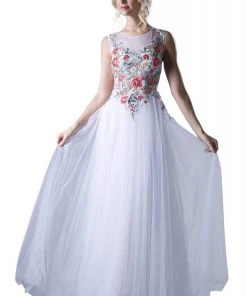 Formal Gowns Cinderella Divine - HW15 Floral Embroidered Tulle Dress
