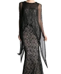 Cinderella Divine - Illusion Cape Lace Sheath Evening Gown