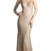 Cinderella Divine - Illusion Jewel Neck Shimmer Fabric Fitted Dress Formal Gowns