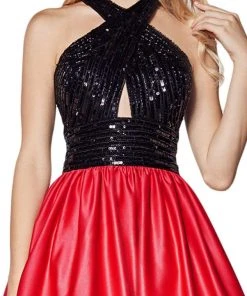 Cinderella Divine - J0234 Sequined Crisscross Cutout Bodice Gown Formal Gowns