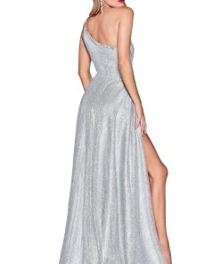Formal Gowns Cinderella Divine - J782 Asymmetric Shimmering Long Dress