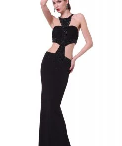 Formal Gowns Cinderella Divine - JC4154 Beaded Novelty Long Sheath Dress