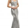 Cinderella Divine - JS0406 Sequined V-neck Trumpet Dress Formal Gowns