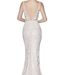 Cinderella Divine - KC19067 Sleeveless Deep V Neck Embellished Gown 8 Cinderella Divine - KC19067 Sleeveless Deep V Neck Embellished Gown