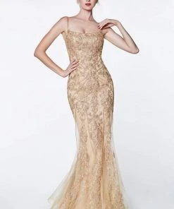 Formal Gowns Cinderella Divine - KC885 Sleeveless Sparkly Beaded Lace Mermaid Gown