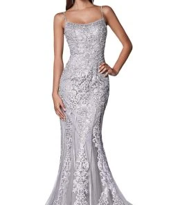 Formal Gowns Cinderella Divine - KC885 Sleeveless Sparkly Beaded Lace Mermaid Gown