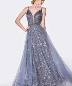 Cinderella Divine - KC888 Sleeveless Sheer Plunging Neck Glitter Gown 11 Cinderella Divine - KC888 Sleeveless Sheer Plunging Neck Glitter Gown