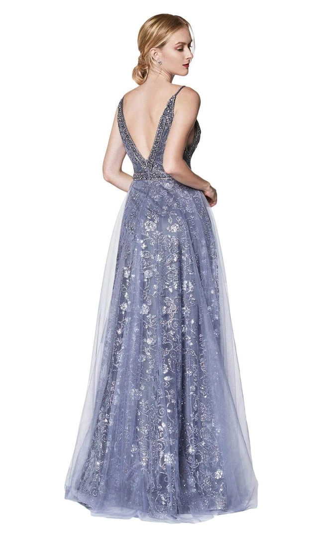 Cinderella Divine - KC888 Sleeveless Sheer Plunging Neck Glitter Gown 7 Cinderella Divine - KC888 Sleeveless Sheer Plunging Neck Glitter Gown