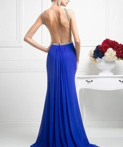Cinderella Divine - KD019 Beaded Illusion Cutout Backless Gown