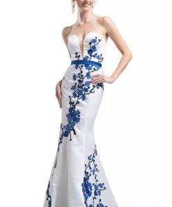 Cinderella Divine - KD052 Plunging Appliqued Mermaid Gown