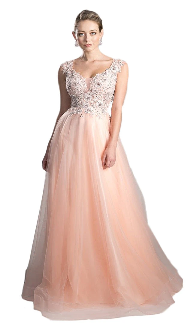 Cinderella Divine - KV1015 Embellished Scoop Neck A-line Dress 3 Cinderella Divine - KV1015 Embellished Scoop Neck A-line Dress