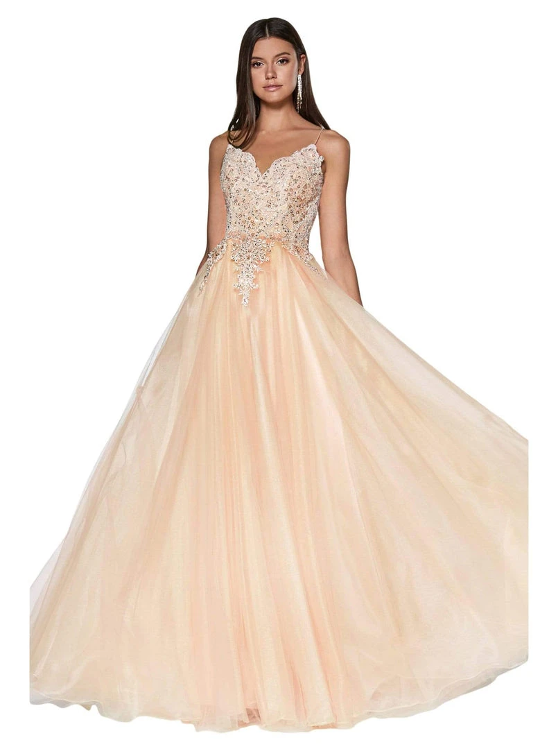 Cinderella Divine - KV1037 Adorned Lace Bodice Tulle Gown Formal Gowns 6 Cinderella Divine - KV1037 Adorned Lace Bodice Tulle Gown Formal Gowns