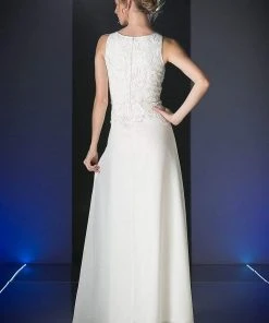 Cinderella Divine - Lace Bateau Neck Chiffon A-line Dress 12 Cinderella Divine - Lace Bateau Neck Chiffon A-line Dress