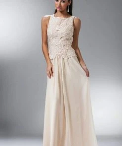 Cinderella Divine - Lace Bateau Neck Chiffon A-line Dress 10 Cinderella Divine - Lace Bateau Neck Chiffon A-line Dress