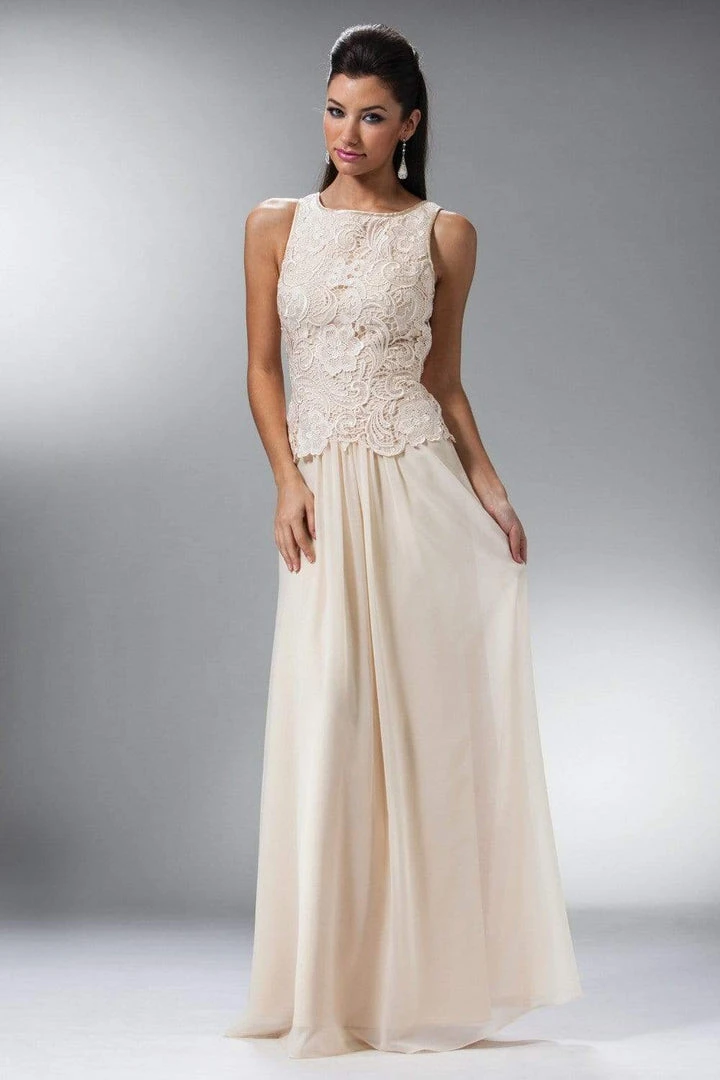Cinderella Divine - Lace Bateau Neck Chiffon A-line Dress 5 Cinderella Divine - Lace Bateau Neck Chiffon A-line Dress